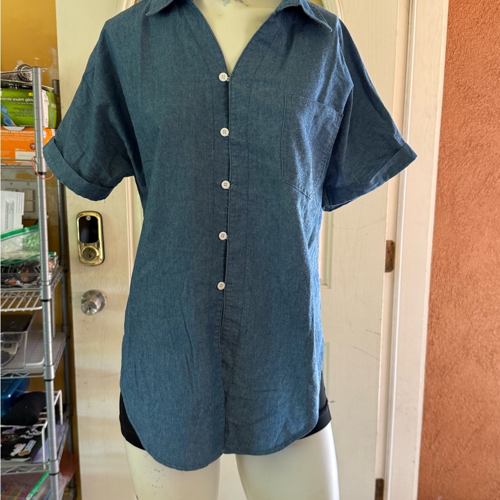 INC International Concepts Blue Casual Button Down Shirt